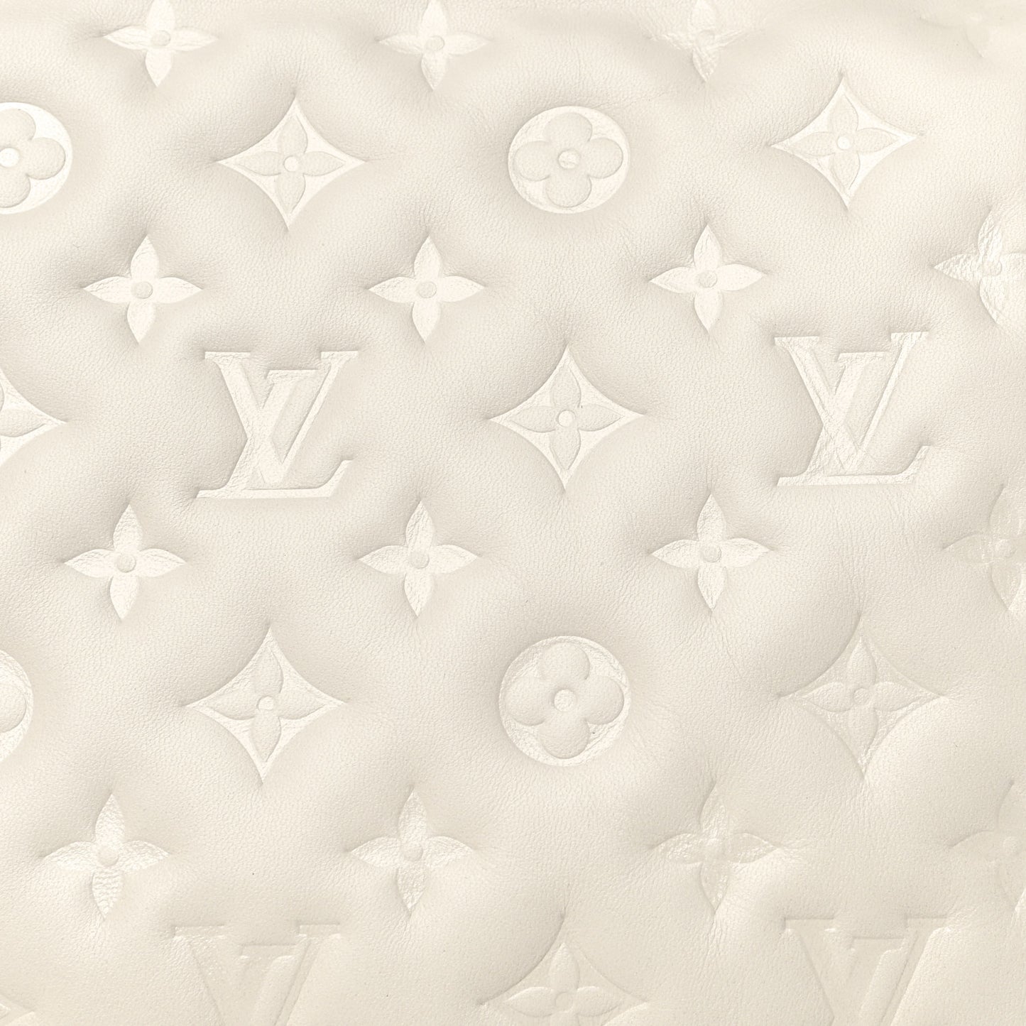 Lambskin Embossed Monogram Coussin PM Beige Cream