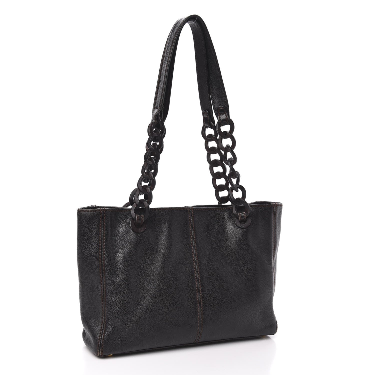 Chanel Calfskin Wood Chain Tote Black 2 of 15