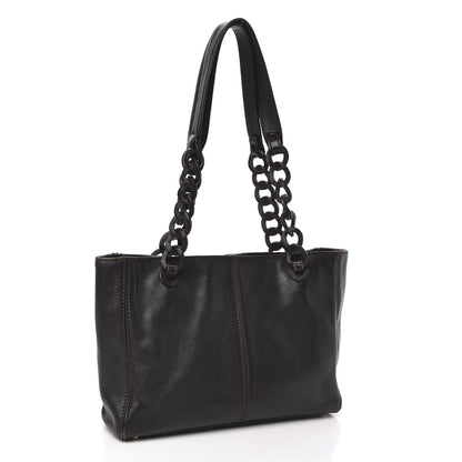 Chanel Calfskin Wood Chain Tote Black 2 of 15