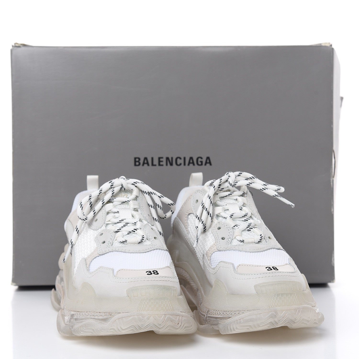 Balenciaga Fabric Mesh Clear Sole Womens Triple S Sneakers 38 White 7 of 7