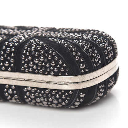 Alexander McQueen Suede Studded Britannia Skull Box Clutch Black 9 of 10