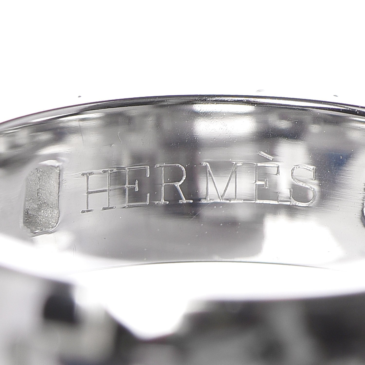 Hermes 18K White Gold Hercules H Ring 50 5.25 3 of 7