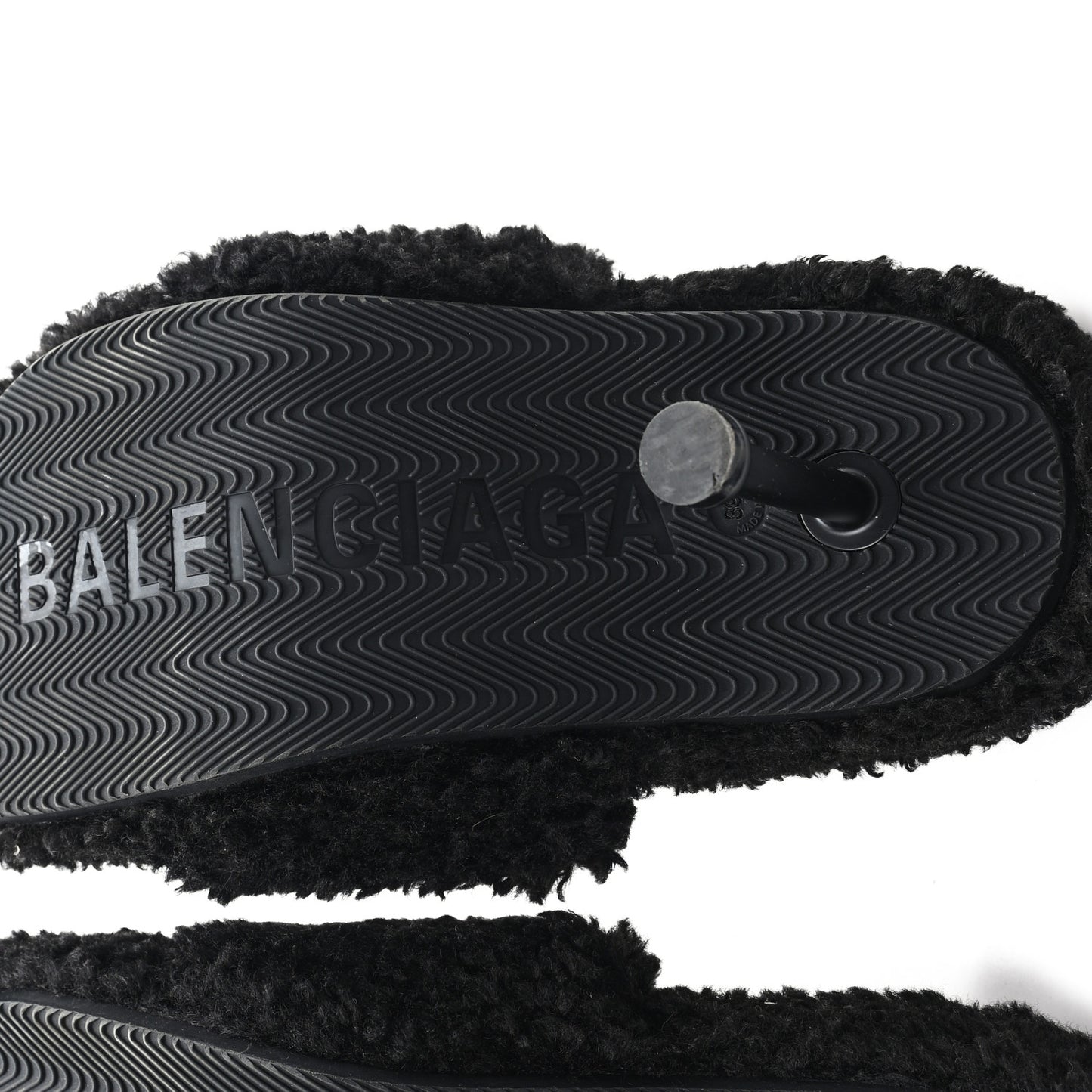 Faux Shearling Political Campaign Logo 80mm Sandals 39 Black