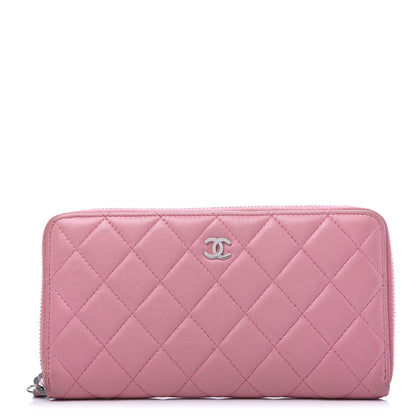 Chanel Lambskin Quilted Large Gusset Zip Around Wallet Light Pink 1 of 12