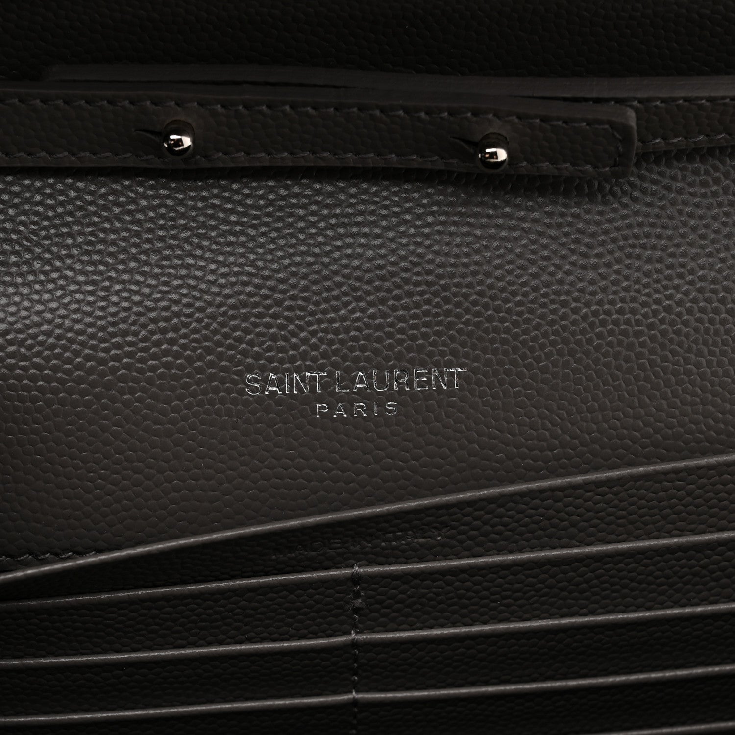 Saint Laurent Grain De Poudre Matelasse Chevron Monogram Chain Wallet Fog 6 of 11