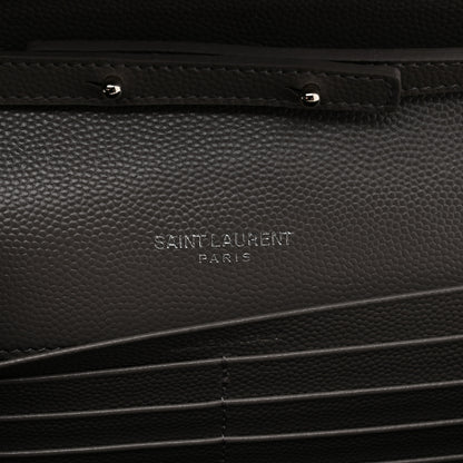 Saint Laurent Grain De Poudre Matelasse Chevron Monogram Chain Wallet Fog 6 of 11
