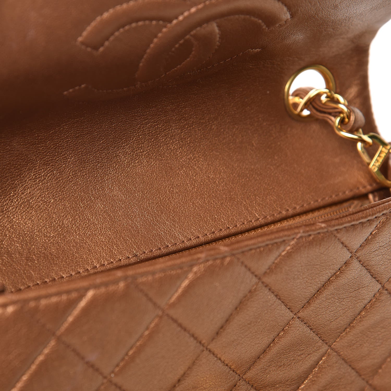 Chanel Metallic Lambskin Quilted Mini Square Flap Bronze 10 of 14