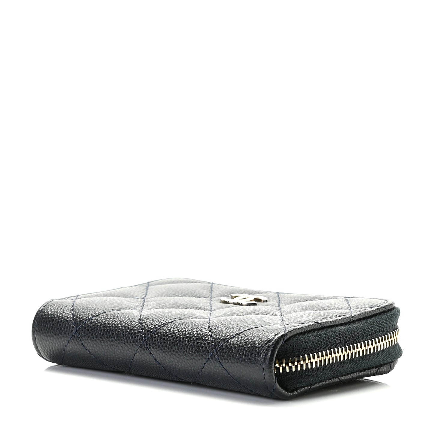 Caviar Quilted Zip Coin Purse Navy Blue
