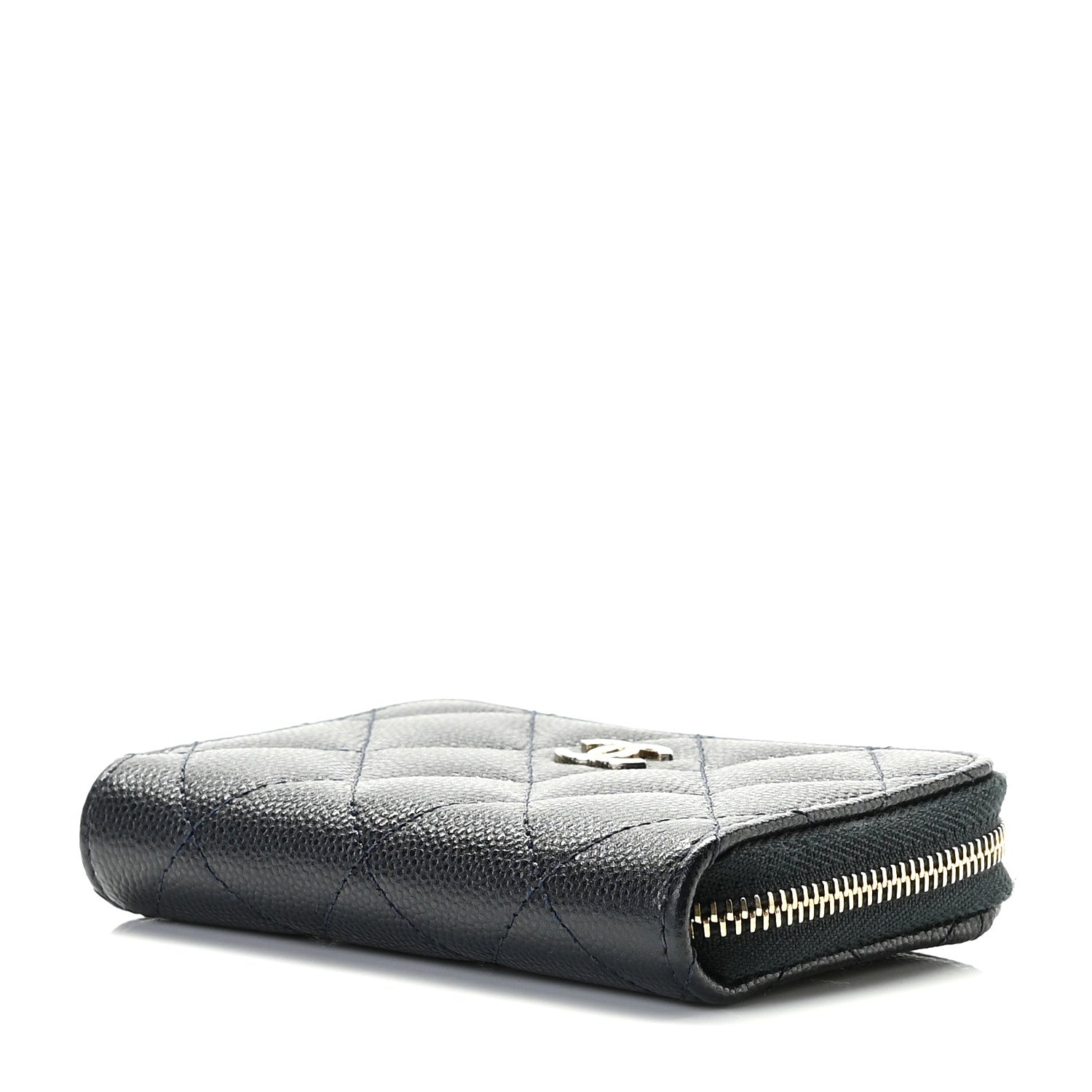 Chanel Caviar Quilted Zip Coin Purse Navy Blue 6 of 9