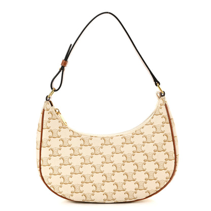 Celine Canvas Calfskin Ava Triomphe Shoulder Bag White 1 of 11