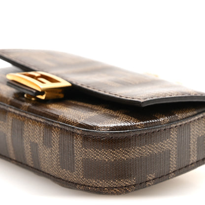 Fendi Glazed Fabric FF 1974 Nano Baguette Charm Mogano Panna 9 of 11