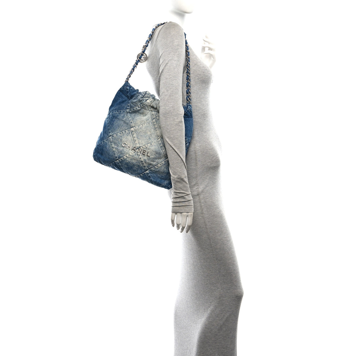 Chanel Denim Quilted Small Chanel 22 Blue 2 of 12