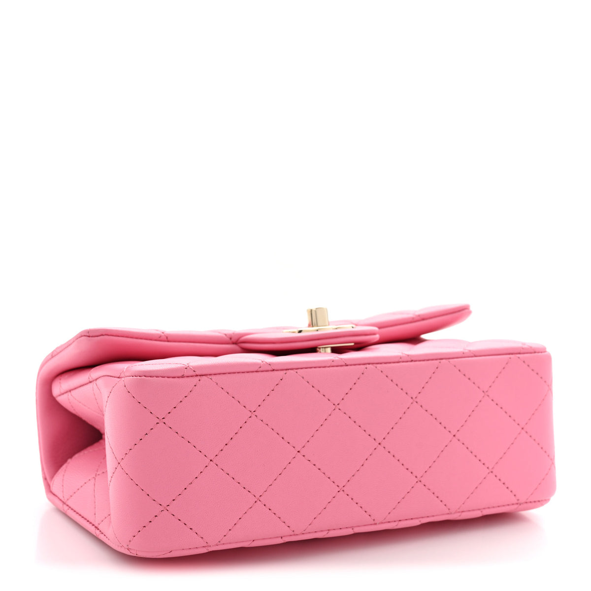 Lambskin Quilted Mini Top Handle Rectangular Flap Light Pink