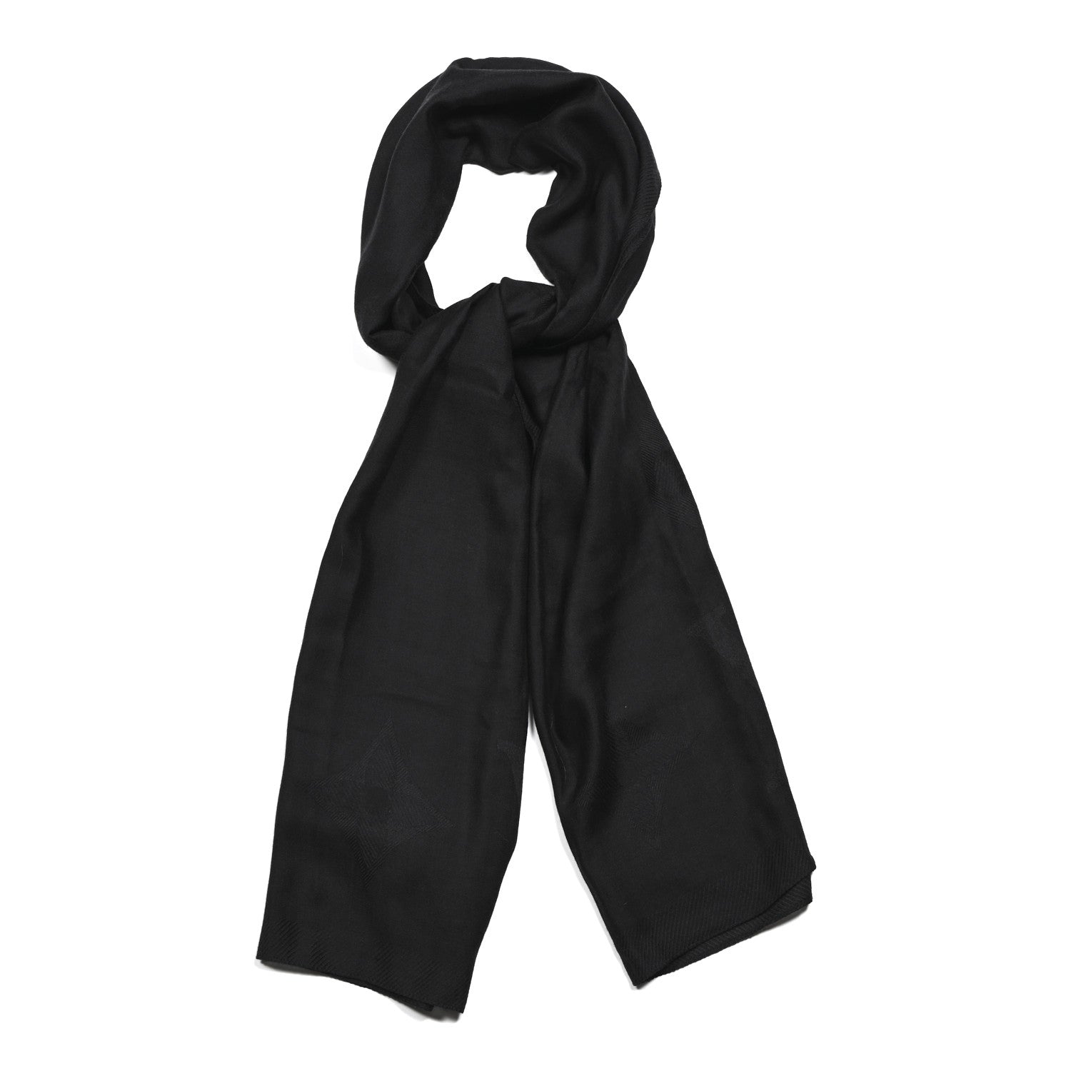 Louis Vuitton Cashmere Silk Monogram Stole Black 1 of 6