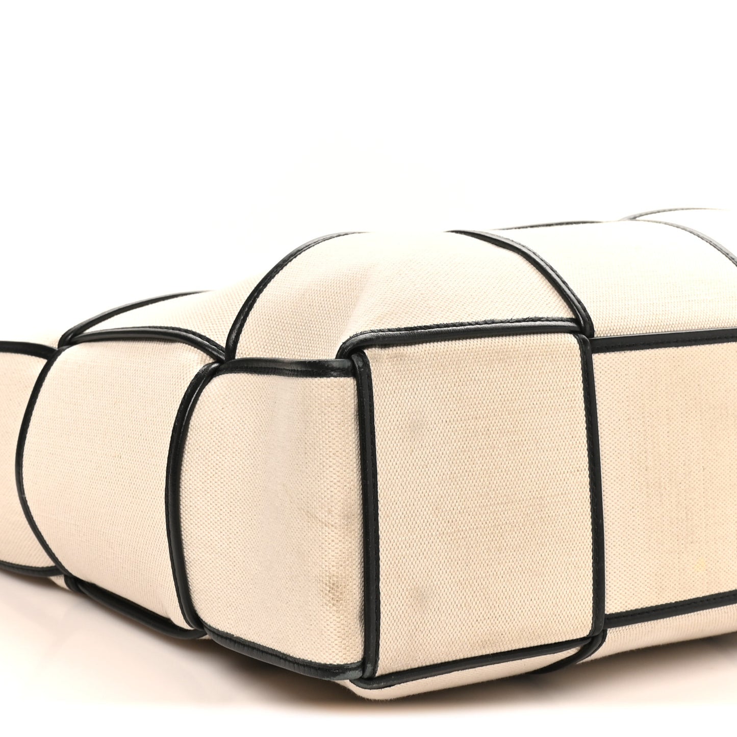 Canvas Maxi Intrecciato Large Arco Tote Beige Black