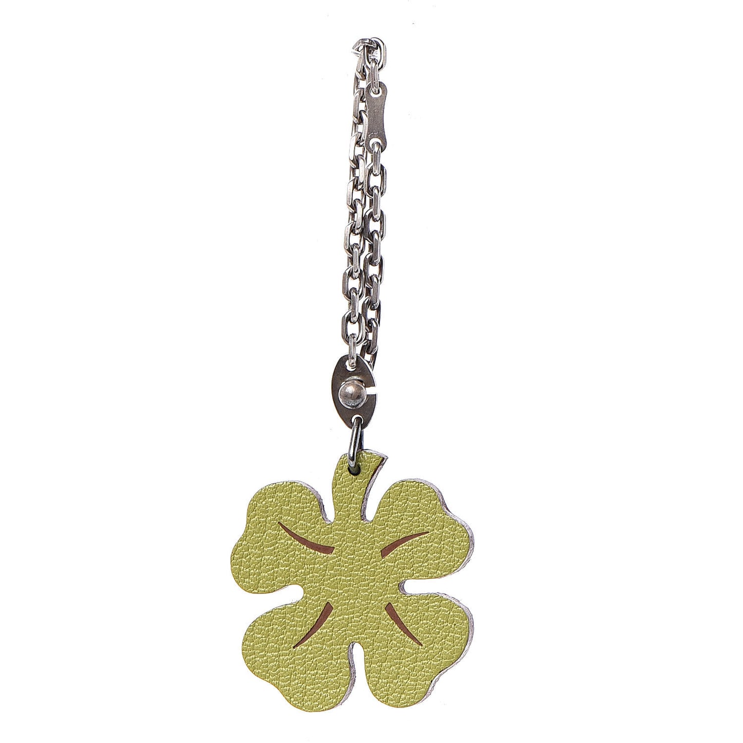 Chevre Mysore Lucky Clover Key Chain Bag Charm Vert Anis Orange