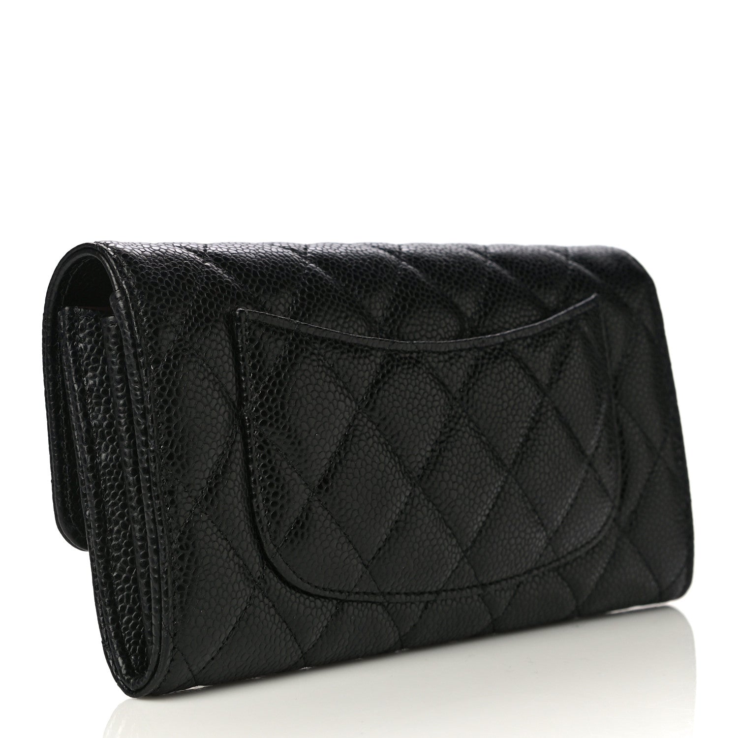 Chanel Caviar Quilted Large Gusset Flap Wallet Black 3 of 12