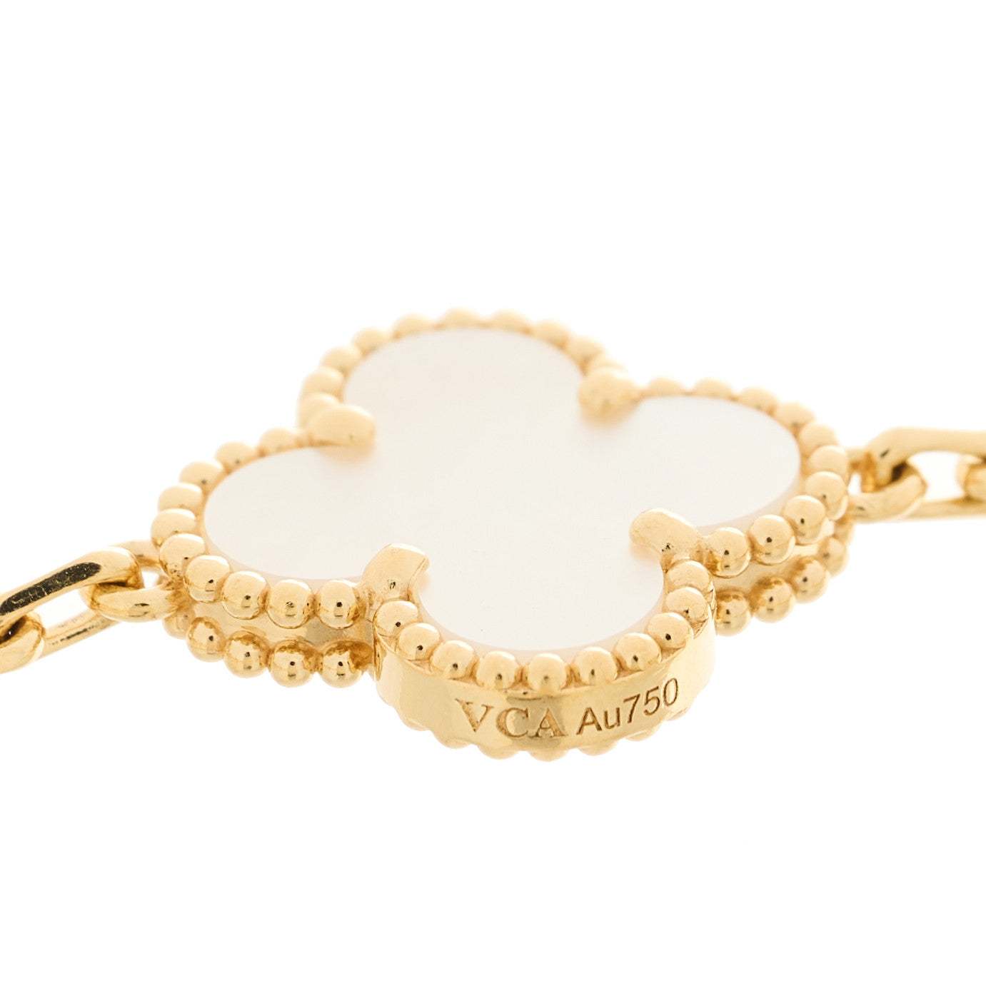 18K Yellow Gold Mother of Pearl 5 Motifs Vintage Alhambra Bracelet