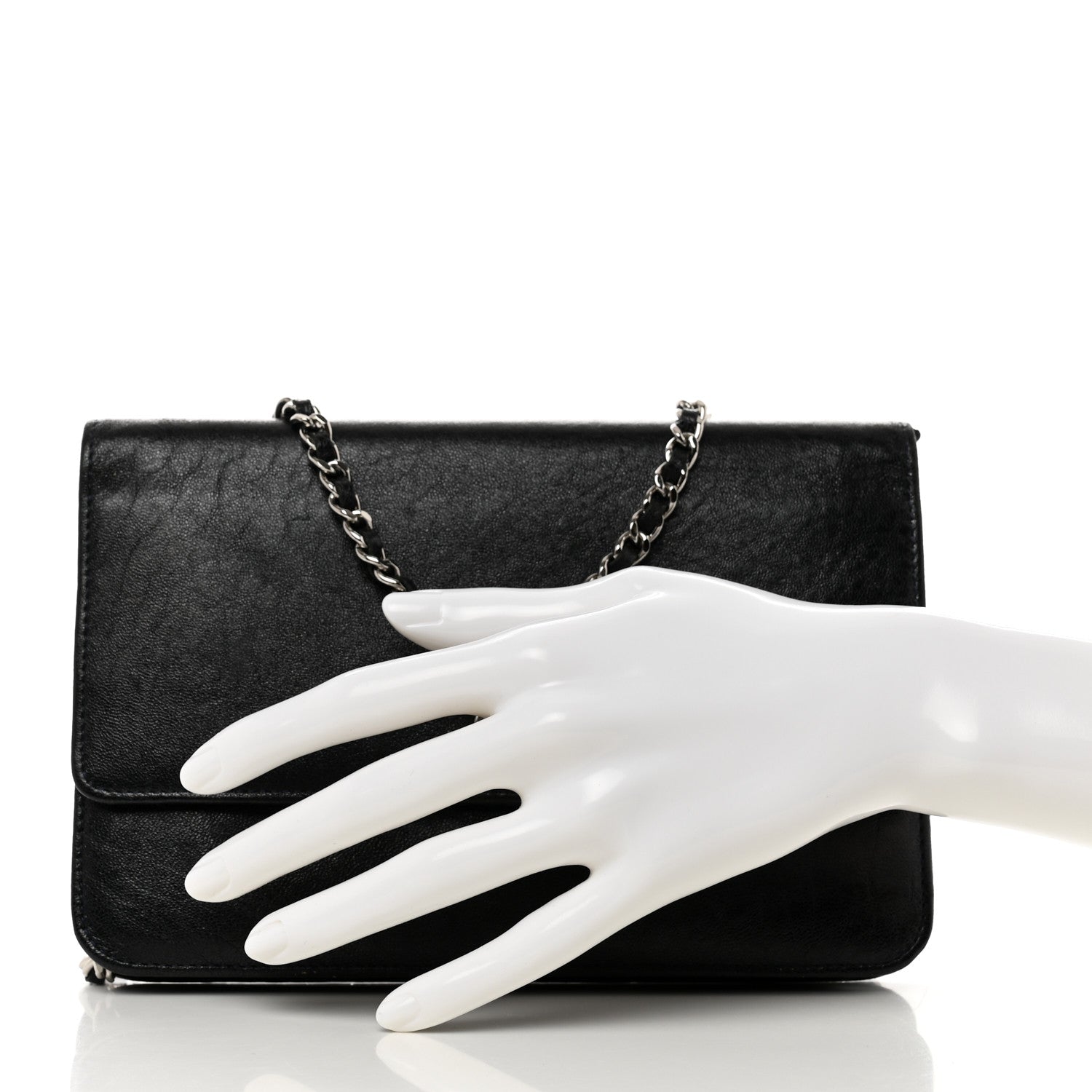 Chanel Goatskin Wallet On Chain WOC Black 2 of 10
