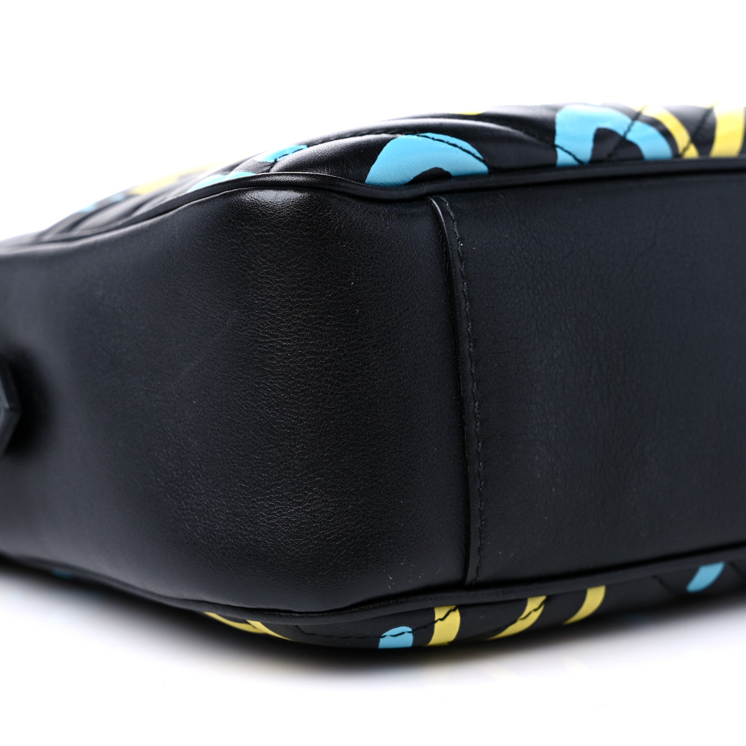 Gucci Calfskin Matelasse GucciGhost Medium GG Marmont Chain Shoulder Bag Black New Acquamarine 9 of 13