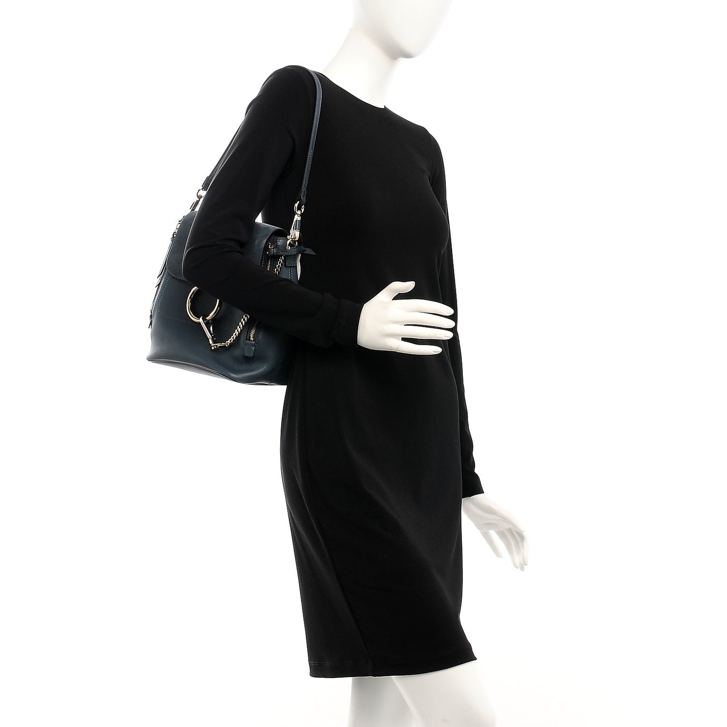 Suede Calfskin Small Faye Backpack Silver Blue