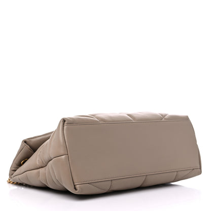 Saint Laurent Lambskin Quilted Medium Loulou Puffer Monogram Chain Satchel Dusty Grey 4 of 10