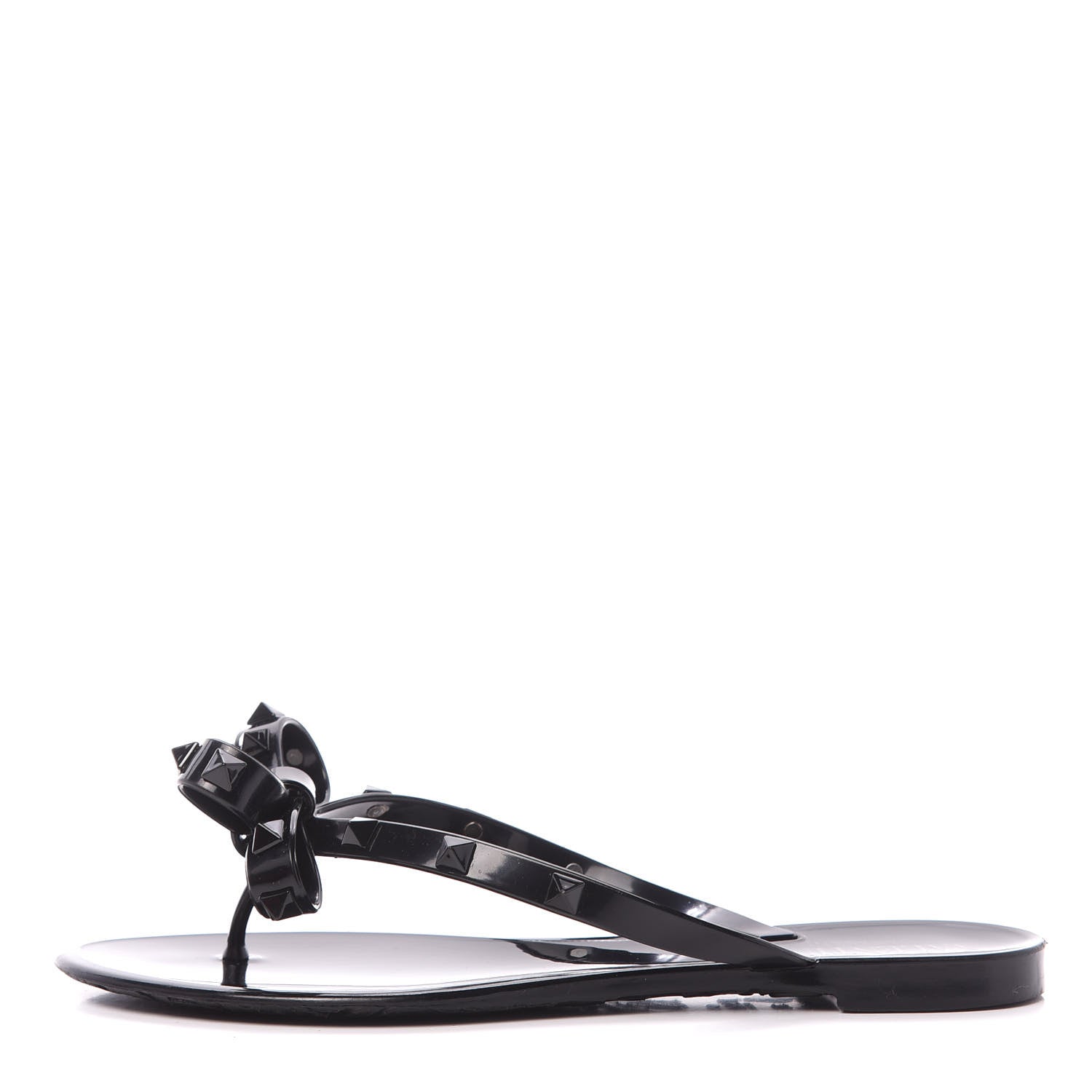 Valentino Garavani PVC Jelly Rockstud Bow Thong Sandals 35 Black 1 of 10