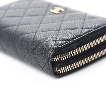 Chanel Caviar Quilted Large Gusset Double Zip Around Wallet Black 10 of 18