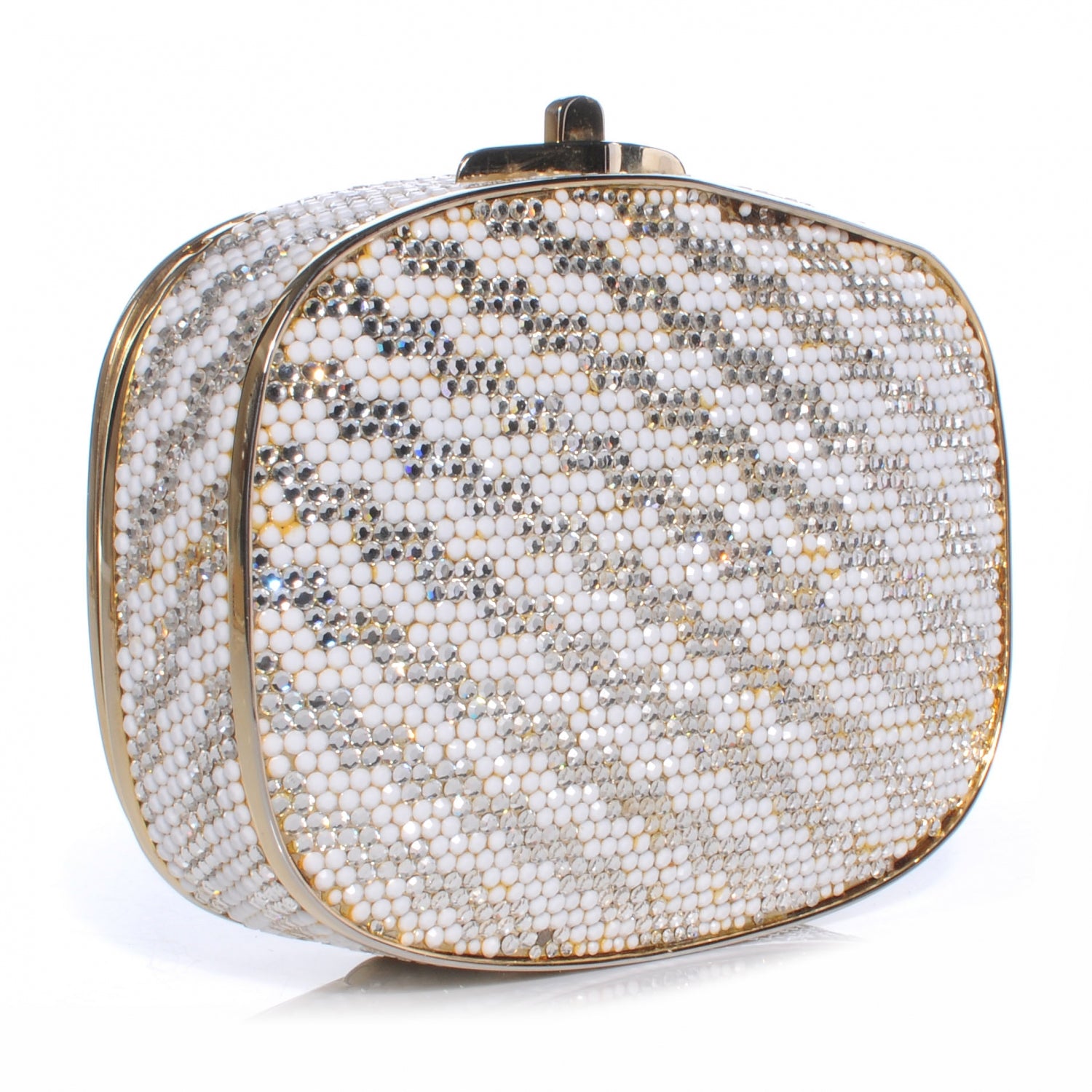 Judith Leiber Crystal Herringbone Clutch Gold 3 of 8