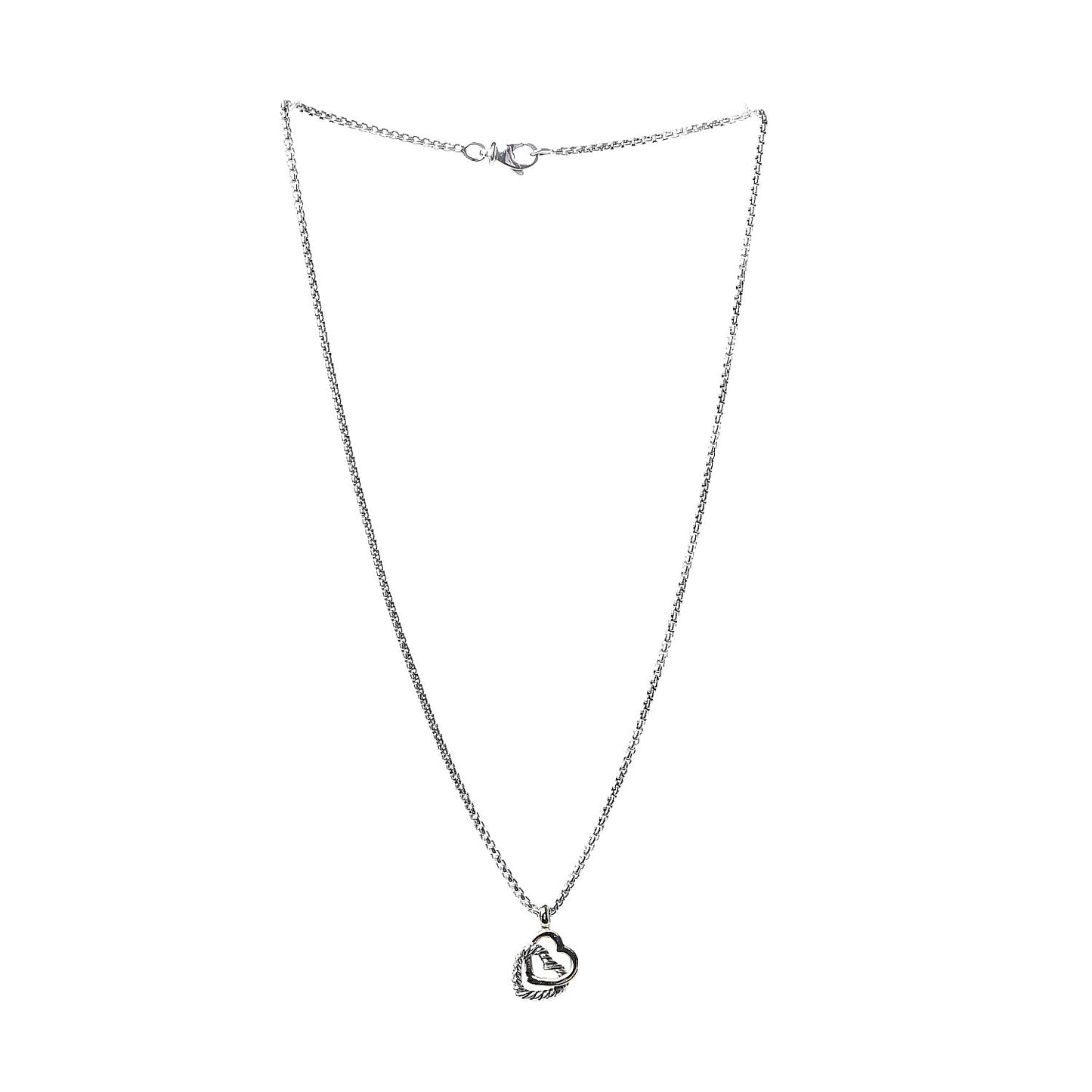 Sterling Silver 18K Yellow Gold Cable Collectibles Interlocking Heart Pendant Necklace