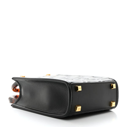 Fendi Vitello Plexiglass FF Embossed Mini Fendi Sunshine Shopper Tote Black 4 of 7