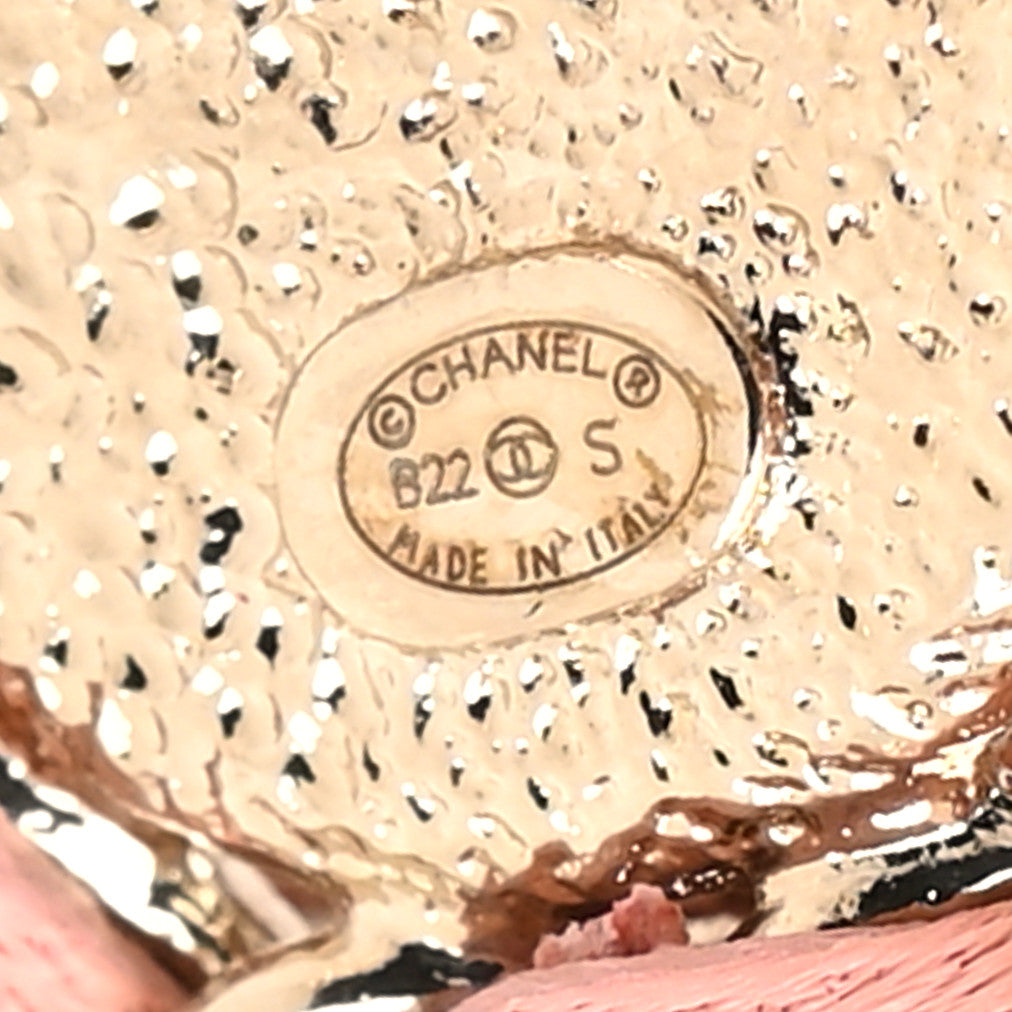 Chanel Lambskin Metal Chain CC Drop Earrings Pink Gold 4 of 4