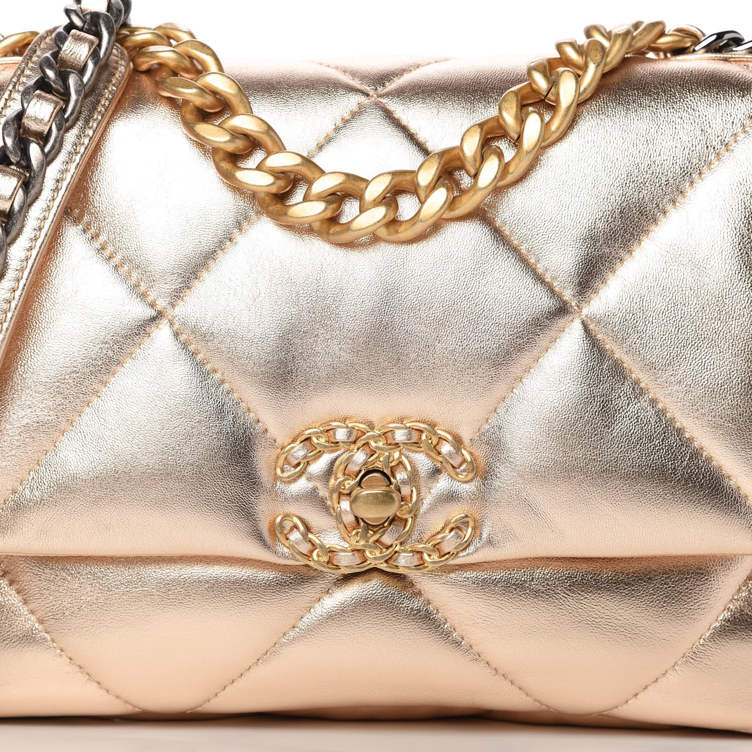 Chanel Metallic Lambskin Quilted Medium Chanel 19 Flap Gold 10 of 12