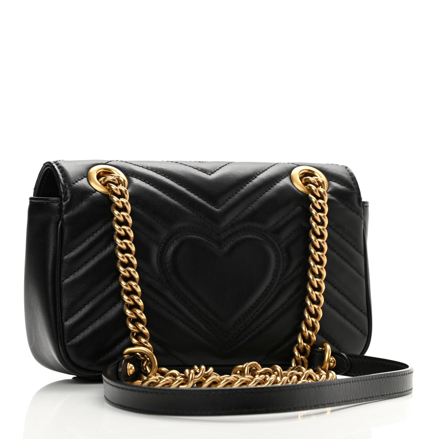 Gucci Calfskin Matelasse Mini GG Marmont Shoulder Bag Black 3 of 12