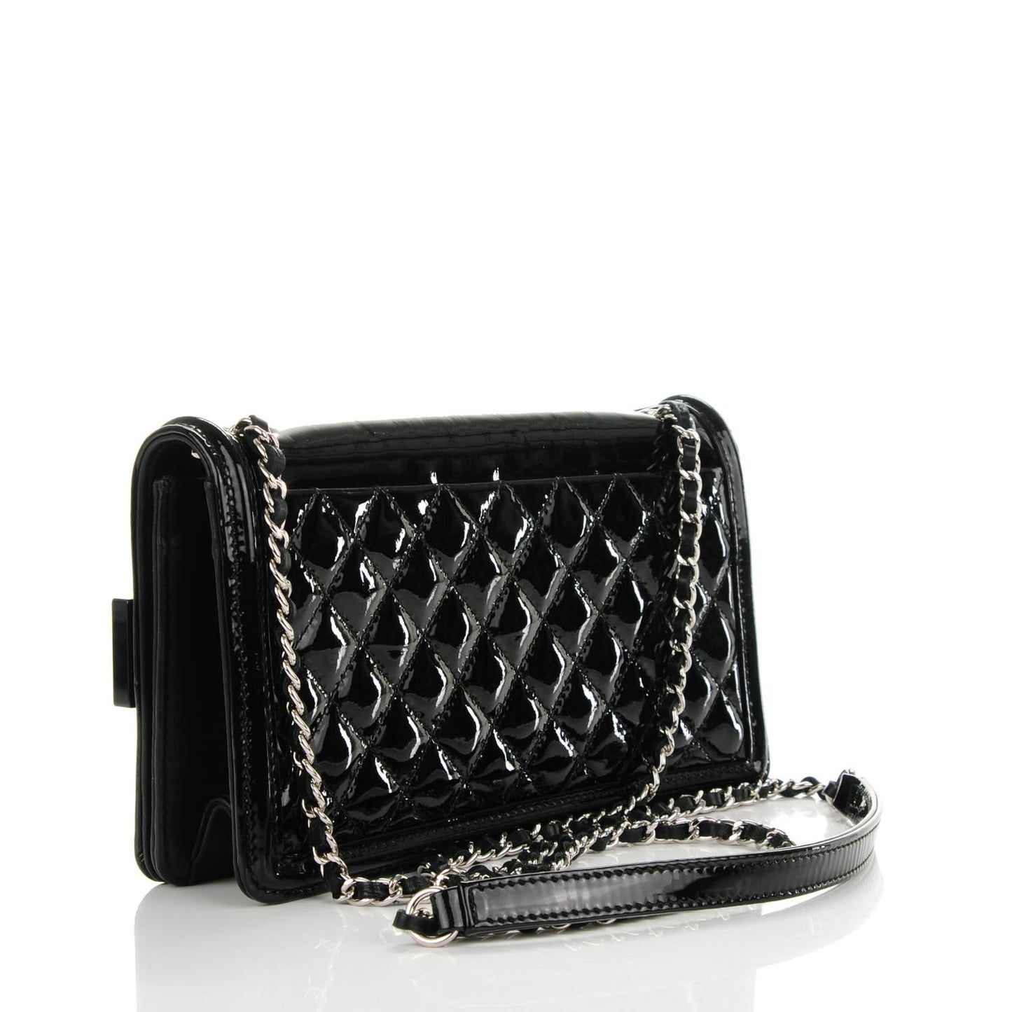 Plexiglass Patent Striped Boy Brick Flap Black White
