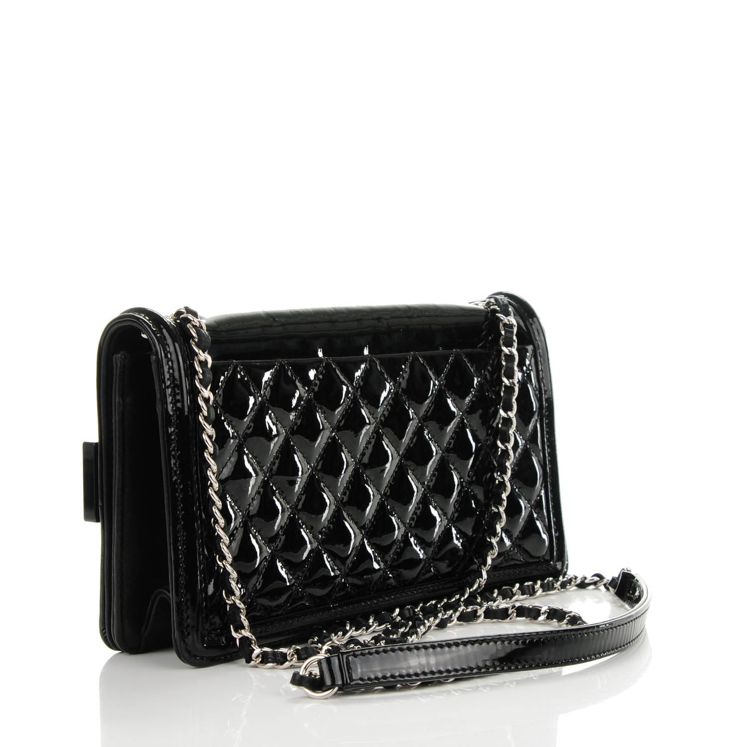 Chanel Plexiglass Patent Striped Boy Brick Flap Black White 3 of 7