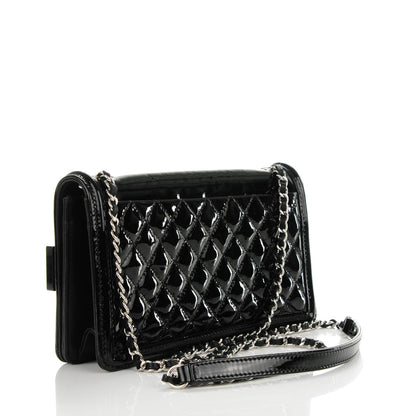 Chanel Plexiglass Patent Striped Boy Brick Flap Black White 3 of 7