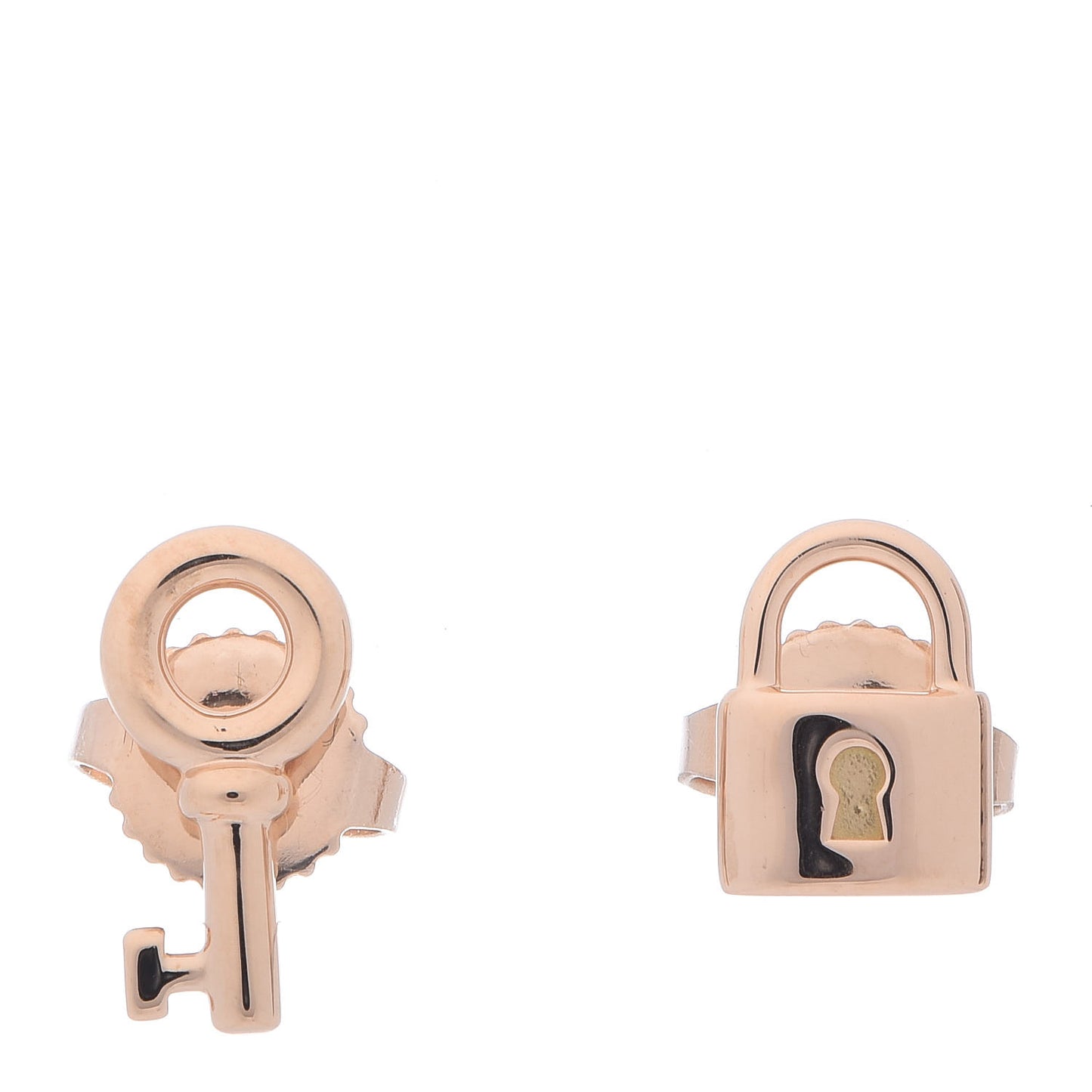 18K Rose Gold Mini Key and Lock Earrings