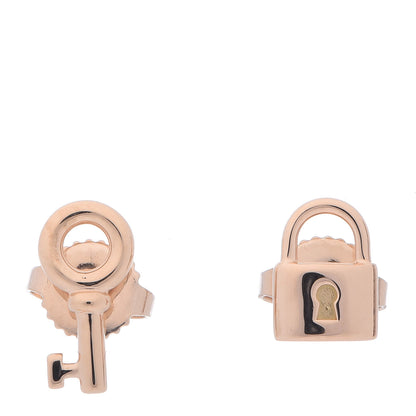 Tiffany 18K Rose Gold Mini Key and Lock Earrings 1 of 6