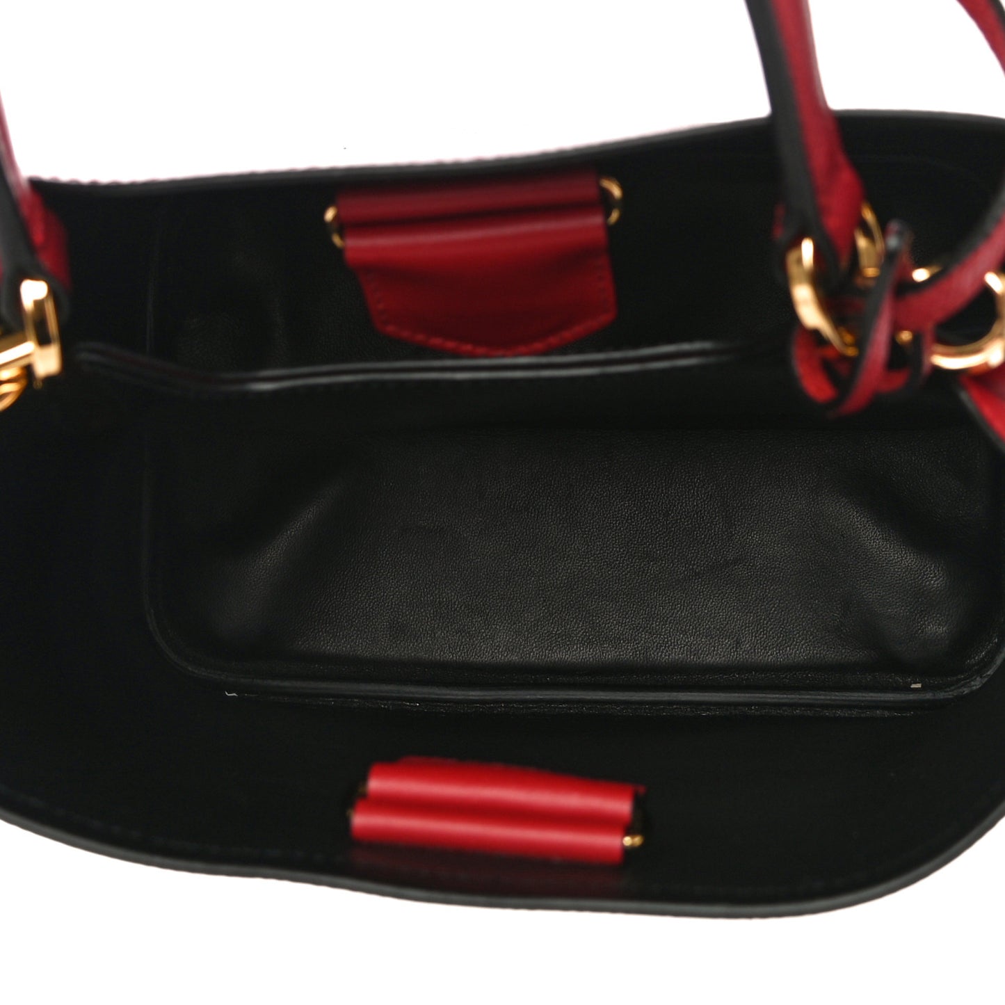 Saffiano Cuir Small Panier Bucket Bag Fuoco Black