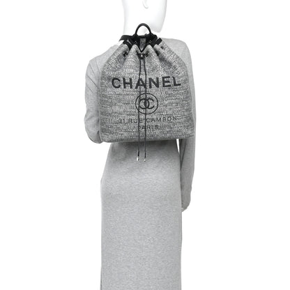 Chanel Canvas Large Deauville Backpack Charcoal 2 of 10