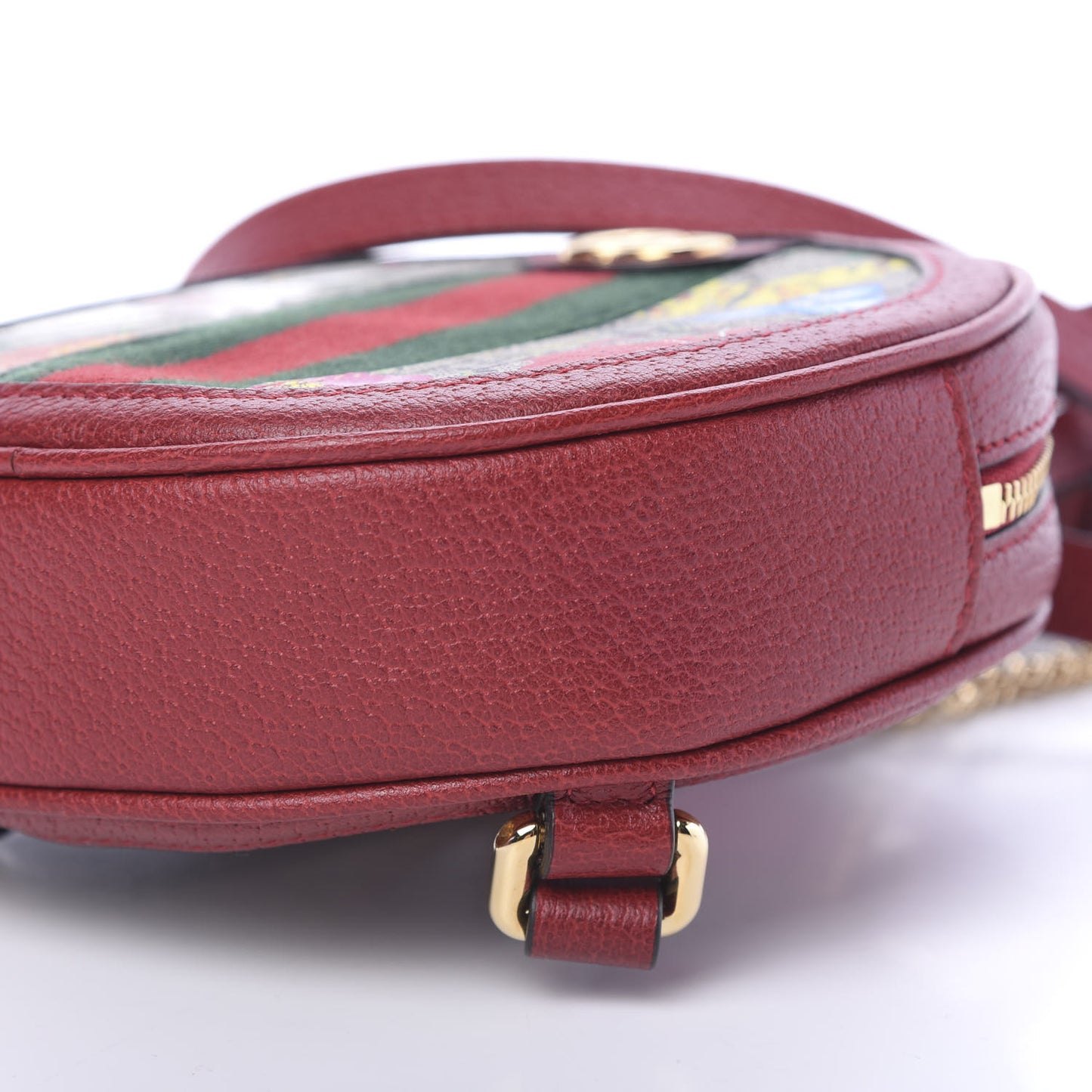 GG Supreme Monogram Web Flora Mini Ophidia Round Backpack Red