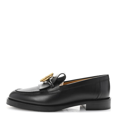 Hermes Calfskin Womens Impact Loafers 37.5 Black 1 of 10