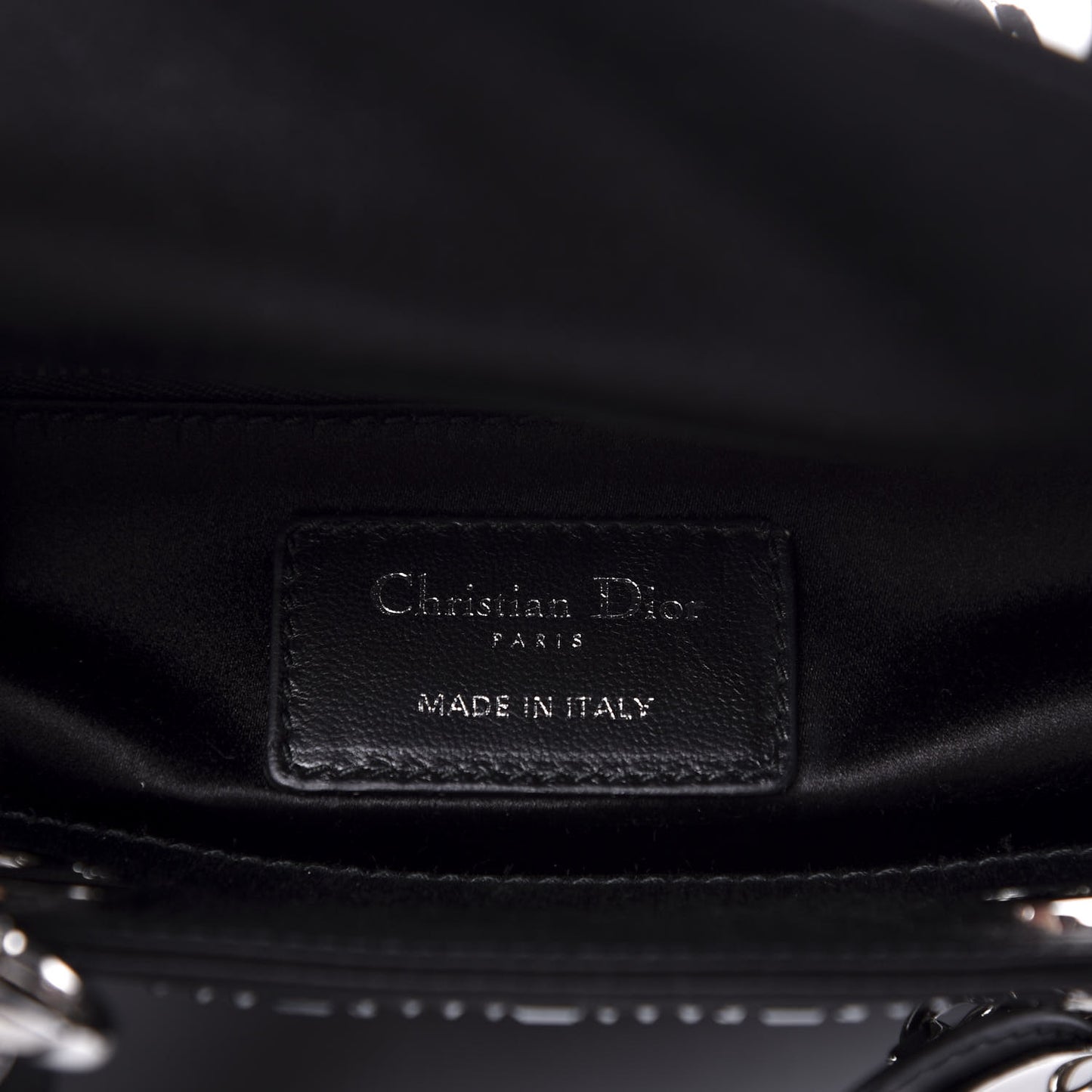 Satin Crystal Cannage Mini Lady Dior Black