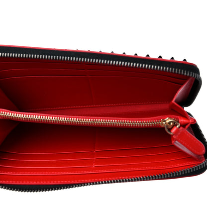Christian Louboutin Calfskin Panettone Spiked Zip Around Wallet Black 5 of 13