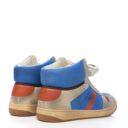 Gucci Nubuck Web Mens Screener High Top Sneakers 8 Dusty Milk Bright Splash 4 of 9