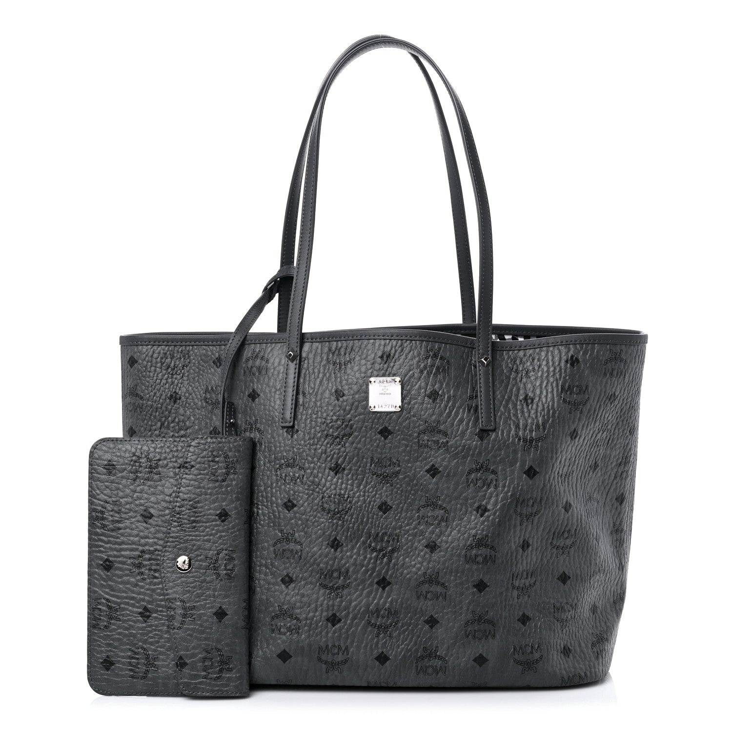 MCM Visetos Medium Project Reversible Shopper Tote Phantom Grey 1 of 8