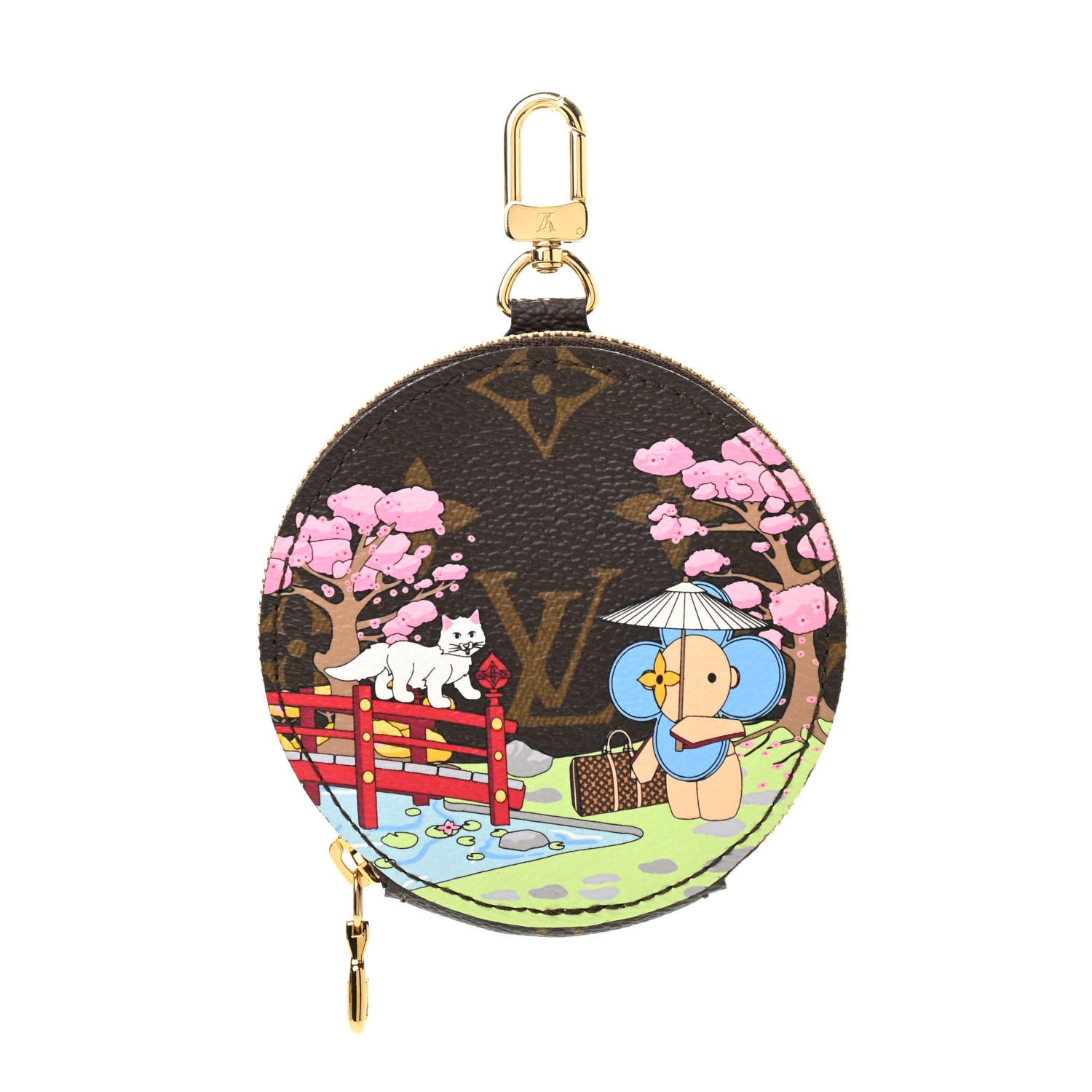 Louis Vuitton Monogram 2021 Christmas Animation Japanese Garden Round Coin Purse Wisteria Pink 1 of 4