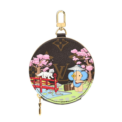 Louis Vuitton Monogram 2021 Christmas Animation Japanese Garden Round Coin Purse Wisteria Pink 1 of 4