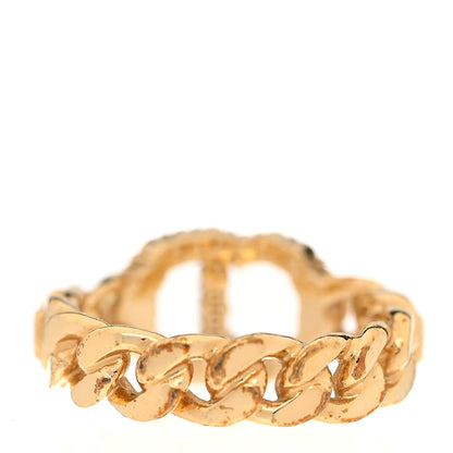 Christian Dior Metal Crystal Danseuse Etoile Chain Ring L 54 7 Gold 3 of 5